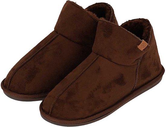 Apollo Pantoffels Heren - Boots Suede - Brown - Maat 45/46 - Sloffen Hoog Model - Harde zool met grip