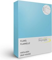 Sleepnight Hoeslaken - Flanel - (hoekhoogte 25 cm ) turquoise - B 180 x L 200 cm - Lits-jumeaux - Geschikt voor Standaard Matras - 863564-B 180 x L 200 cm