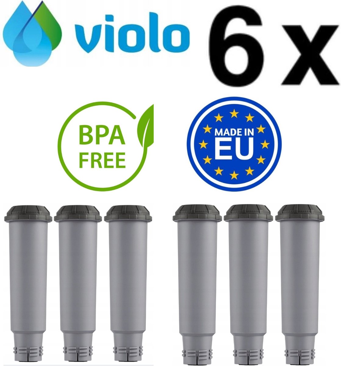 6x VIOLO waterfilter voor KRUPS koffiemachines - filtervervanging 6 stuks