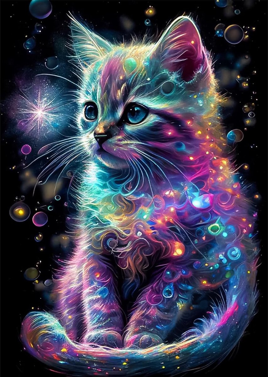 DiverseGoods Kitten 5D Diamond Painting Kit voor Volwassenen - Volledige Ronde Boor DIY Diamant Schilderij Set - Creatieve Edelsteen Kunst en Ambachten - Perfect Cadeau voor Thuis Muurdecoratie - Afmeting 30x30cm