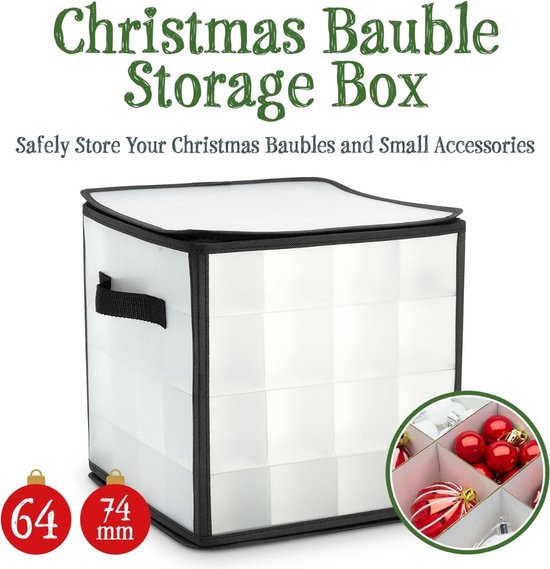 CKB Kerstballen Opbergbox met Vakjes voor Kerst Opbergen en Opslaan