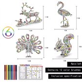 3D puzzel - Coloring puzzel - Kleurplaat - 4 figuren met 12 viltstiften - 3D dieren knutselen
