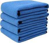 Hoogwaardige microvezeldoek - wafelstructuur - blauw - 40,6 x 61 cm - 4 stuks