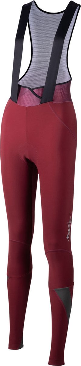 Nalini - Dames - Fietsbroek lang met Bretels - Winter Fietsbroek met Zeem - Thermo Wielrenbroek - Rood - Zwart - NEW ROAD WR LADY BIB TIGHT - L