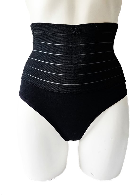 BamBella® 2 stuks - ondergoed - maat S Sterk corrigerende Taille Korset onderbroek string Zwart