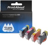 PrintAbout huismerk Inktcartridge CLI-8BK 4-kleuren Multipack geschikt voor Canon