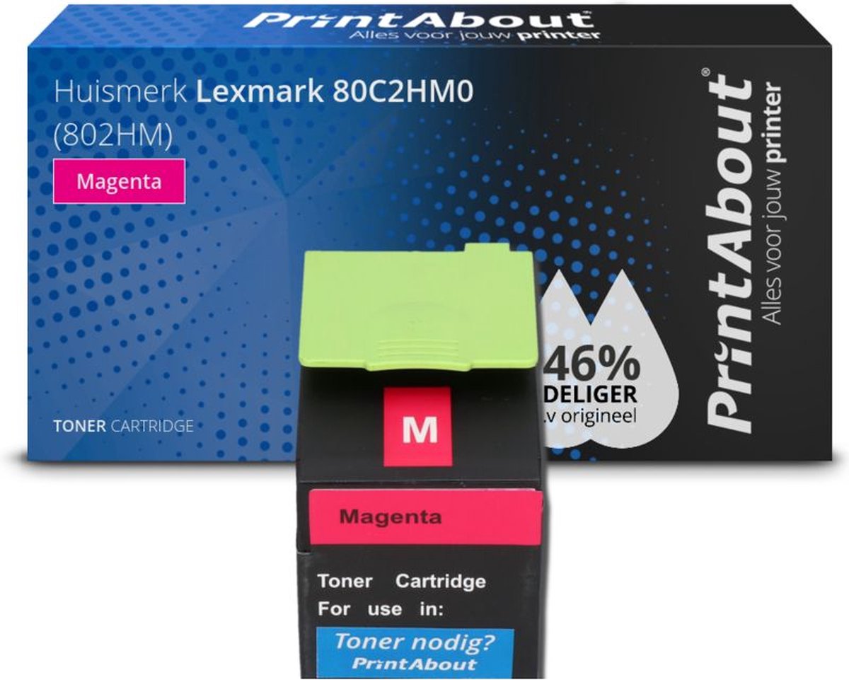 PrintAbout huismerk Toner 80C2HM0 (802HM) Magenta Hoge capaciteit geschikt voor Lexmark