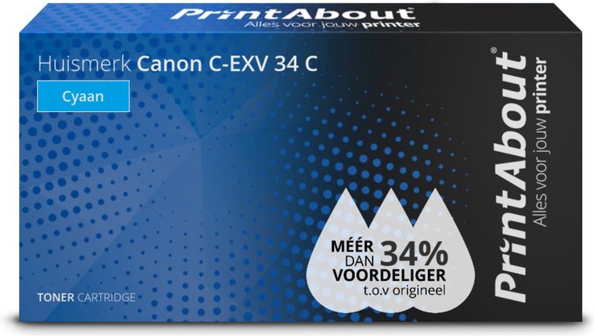 PrintAbout Huismerk Canon C-EXV 34 C Toner Cyaan
