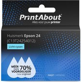 PrintAbout huismerk Inktcartridge 24 (C13T24254012) Licht-cyaan geschikt voor Epson