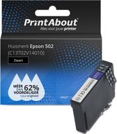 PrintAbout huismerk Inktcartridge 502 (C13T02V14010) Zwart geschikt voor Epson