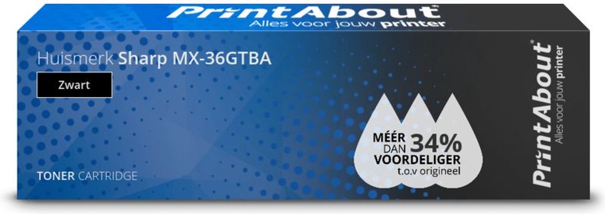PrintAbout Huismerk Sharp MX-36GTBA Toner Zwart Extra hoge capaciteit