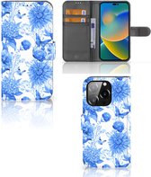 Coque pour iPhone 14 Pro Fleurs Blue