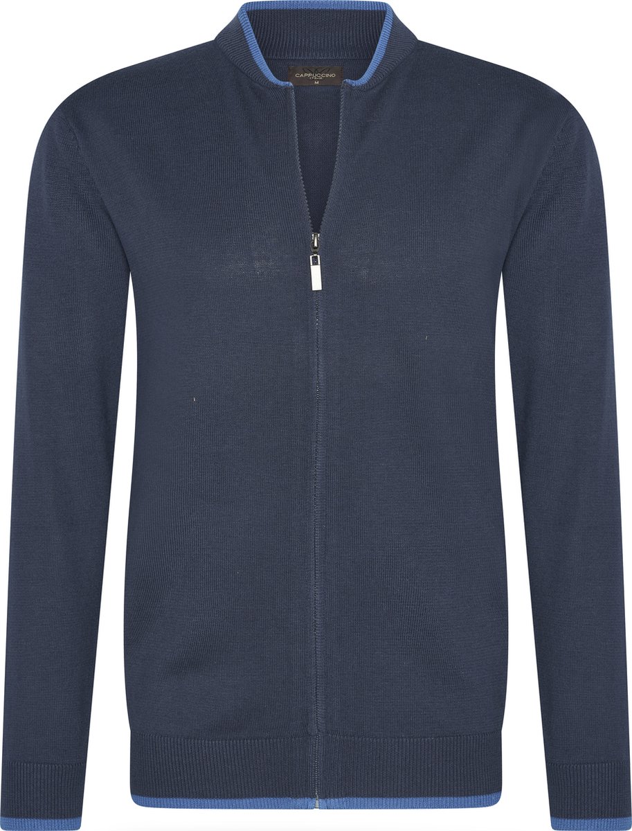 Cappuccino Italia - Heren Vest Full Zip Cardigan - Blauw - Maat M