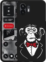 Cazy Hoesje Zwart geschikt voor Nothing Phone (2) Smoking Chimp