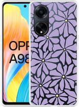 Cazy Hoesje geschikt voor Oppo A98 5G Abstracte Paarse Bloemen