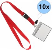Fako Bijoux® - Lanière + Porte-Badge Plastique XL - Lanière - Porte-Badge - 51cm - 20mm - Rouge - 10 Pièces