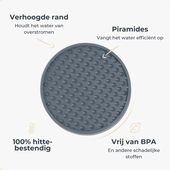 Castagnola Sous-verres de Verre – Sous-verres de Verres – Dessous de Verre en Siliconen – Sous-verres de Verre de Luxe en Siliconen avec Sous-verres – 6 pièces – Grijs – Rond