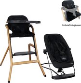 Deryan Curve Luxe Kinderstoel – Inclusief Wipstoel & Inlegkussen- Newborn Set - Meegroei Kinderstoel – Zwart