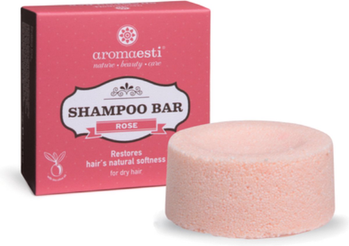 Aromaesti Shampoo Bar Rose - shampoo bij droog haar - solid shampoo - vegan - duurzaam - biologisch - diervriendelijk - zero waste - 60 gram