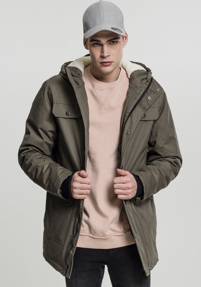 Urban Classics Heavy Cotton Parka jas S Olijf