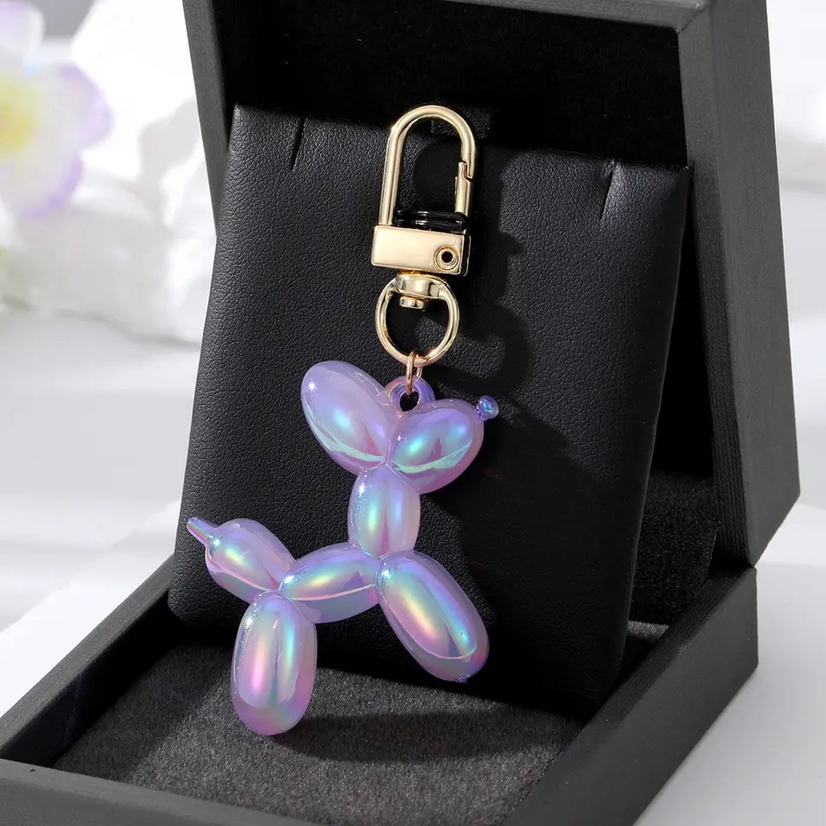 Sleutelhanger - Ballonhond Paars - Purple - Balloon Twisting - Ballonfiguur - Ballon - Key Chain - Balloon Dog - Teckel -
