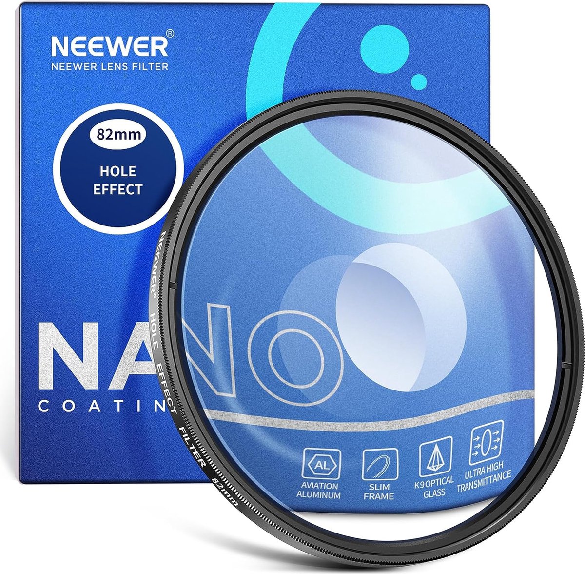 Neewer - 82mm Spiraal Halo Camera Lens Filter - Prisma K9 Optisch Glas Speciaal Effecten Filter - Fotografie Camera Lens Accessoires met Tunnelvisie Verdraaid Circulair Halo Frame Effect