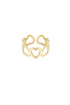 Ring different hearts - Yehwang - Ring - One size - Stainless Steel - Goud
