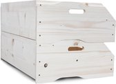 Stapelbare houten kist, 59x38x18 cm, naturel