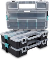 Organizer voor kleine onderdelen L professionele 3-laags sorteerbox 31,5 x 22,5 x 19,8 cm verstelbare vakken schroeven assortimentsbox leeg zonder accessoires