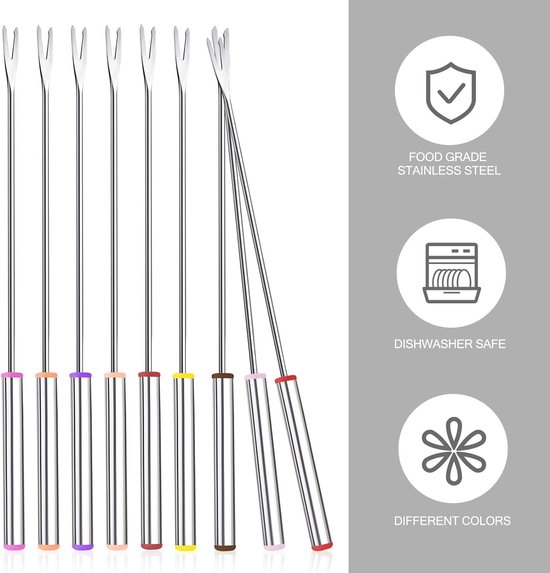 Bondoo fonduevorken 12 stuks 24 cm - fondue vorkjes - fonduevork- fondue vorkjes voor vlees - fonduevorkjes - fondue prikkers - fondue prikkers - fonduevorken set - kaasfondue vorkjes - RVS van Bondoo — afbeelding 2