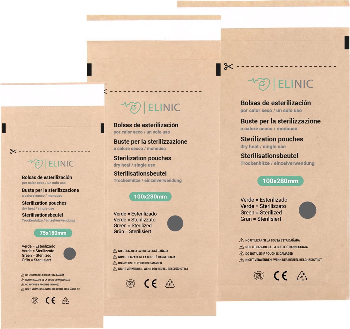 100 st Sterilisatiezakjes Selfseal 100 x 230 mm (100 stuks) – Zelfklevende zakken voor hitte-sterilisatie, ideaal voor medische voorwerpen, nagel- en schoonheidssalons, kapsalons en tatooshops. Hoge kwaliteit en veilig voor gebruik in autoclaaf.