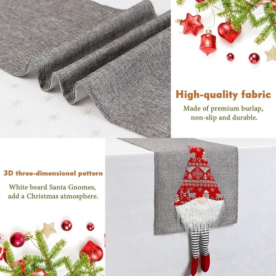Artoid Mode Grijze Sneeuwman Sneeuwvlokken Kersttafelloper, Seizoensgebonden Winter Kerst Keuken Eettafel Decor voor Thuisfeest Binnen 40x180 cm