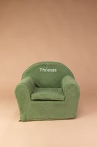 Kinderfauteuil met naam - Teddy stof - Forest groen