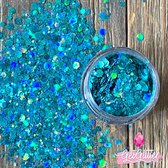 GetGlitterBaby® - Biologische / Biologisch afbreekbare Chunky Festival Glitters voor Lichaam en Gezicht Jewels / Groene Blauwe Glitter Biodegradable Face Body Glittergel - Groen / Blauw