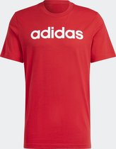 adidas Sportswear Essentials Single Jersey Linear Geborduurd Logo T-shirt - Heren - Rood- XL