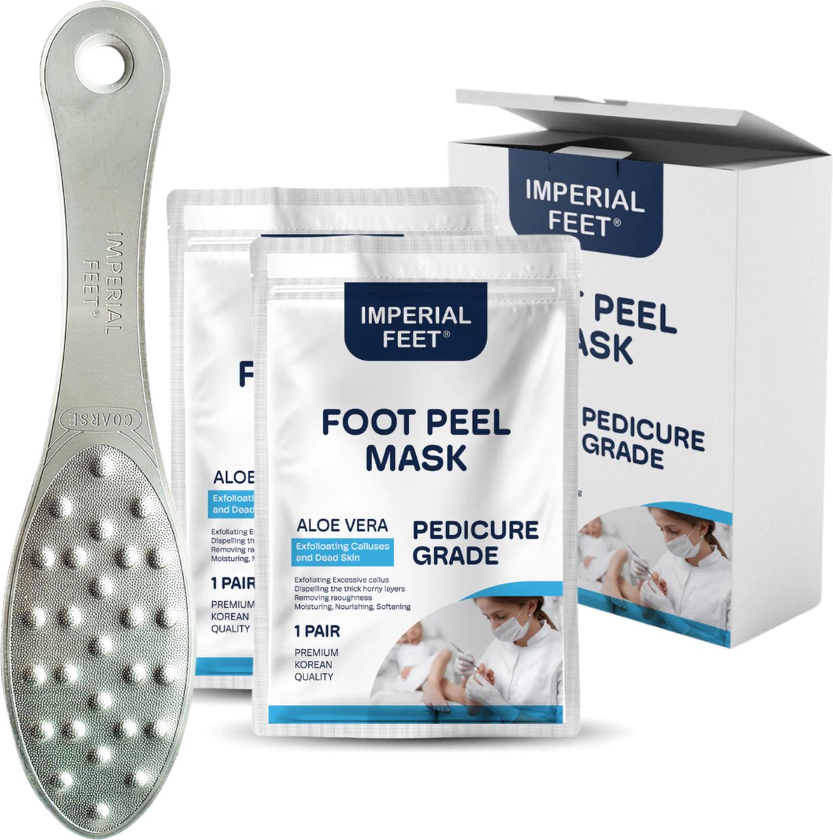 Goedkoopste Luxe Voetverzorgingsset Professionele Eeltrasp, Voetrasp, Dubbelzijdige Voetvijl, Aloe Vera Exfoliërend Voet Peeling Masker 2 Pack - Pedicure Sokken, Voetmasker voor Dode Huidverwijdering & Huidherstel