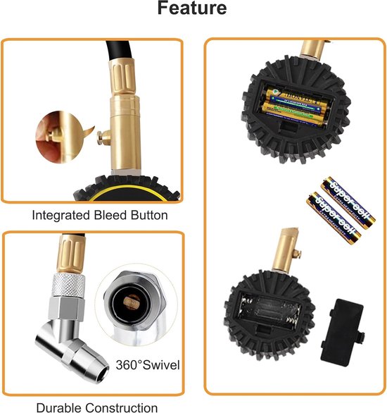 Bandenspanningsmeter Wiel Luchtdruk Inflator Gauge Tester Meter Diagnostisch hulpmiddel Auto Truck Motorfiets Fiets Universeel