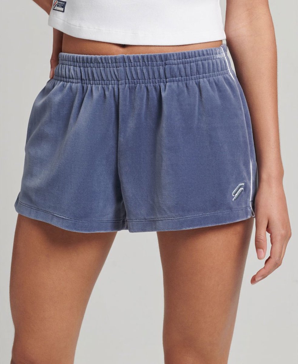 Superdry S Logo velours short Dames Korte broeken Grijs