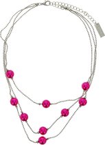 Behave Korte zilver-kleurige ketting met roze parels