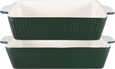 GreenGate Ovenschalen Alice pinewood groen rechthoekig (set van 2 stuks) - Donkergroen - 5liter & 2.5liter