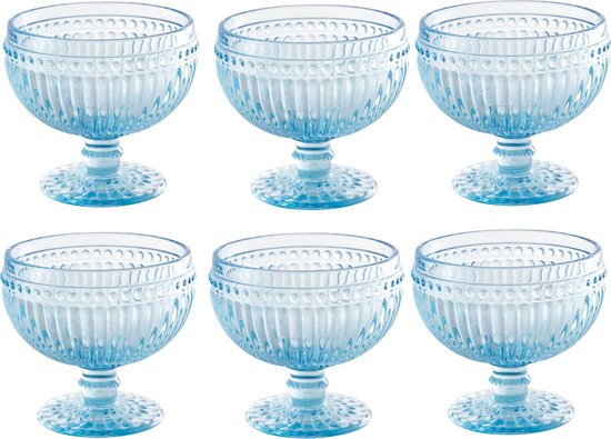 6x GreenGate Dessertschalen Alice lichtblauw 300 ml (9.8 x Ø10.4 cm) - Dessertglas - Ijscoupe