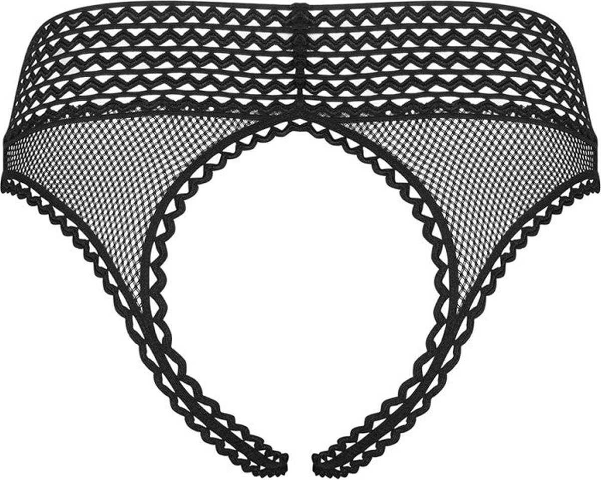 Obsessive Strapelie - Erotische Slip met Open Kruis - Zwart - S/M