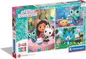 Gabby'S Dollhouse kinderpuzzels 3 puzzels x 48 stukjes 4-7 jaar - legpuzzel voor kinderen, uren speelplezier voor kinderen - fijne motoriek - Kerstcadeau