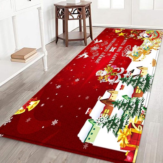 Christmas Rug 60 x 180 cm Flannel Home Decoration Soft Floor Rug for Living Room Non Slip Entrance Door Mat