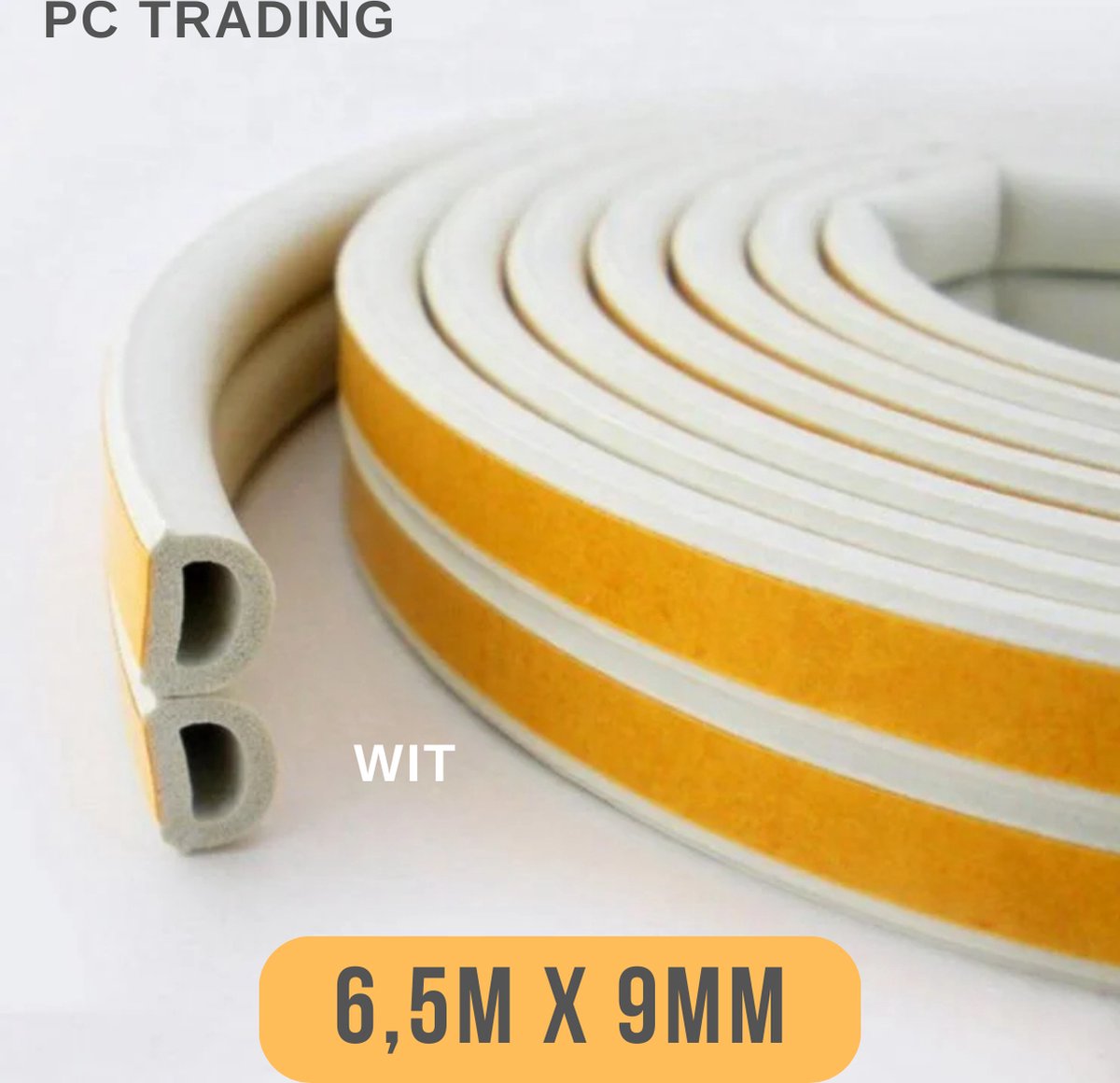 Tochtband 2x6,5 Meter Lang - 9mm(b)/5,5mm(h) - Wit - Tochtband Zelfklevend - Tochtstrips voor Deuren - Zelfklevend - Tochtstopper - Tochtrol - Tochtstrip - Tochtwering - Hoogwaardig Foam