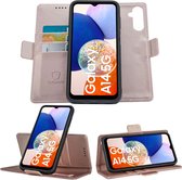 Geschikt voor Samsung Galaxy A14 Book Case Hoesje - Uitneembaar Hoesje - Magnetische Sluiting - Portemonnee Rose