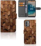 Book Style Case geschikt voor Nokia G22 Wooden Cubes