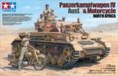 1:35 Tamiya 25208 Panzerkampfwagen IV Ausf F & Motorcycle Afrique du North Kit plastique