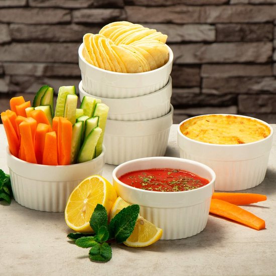 Ragout Fin schaaltjes, ovenvaste vormpjes in rood en oranje, crème brûlée-schaaltjes,... | bol