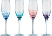 Anton Studio Designs London set van 4 gekleurde spikkel champagneglazen 24 cm